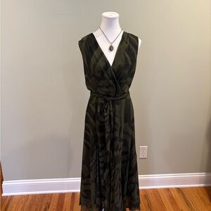Lauren Ralph Lauren Olive Patterned Midi Dress